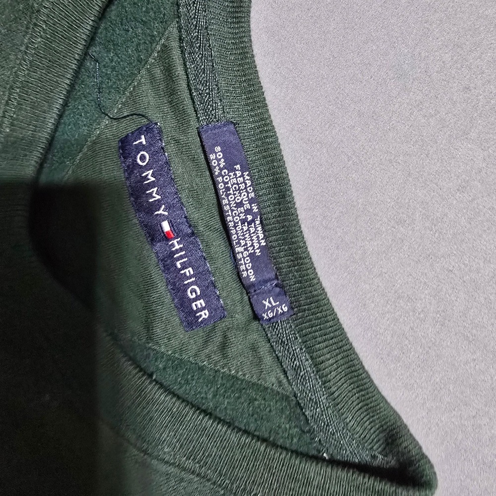 Tommy Hilfiger Sweatshirt‎ Mens XL Green Crest Logo Crewneck Pullover - Picture 3 of 5